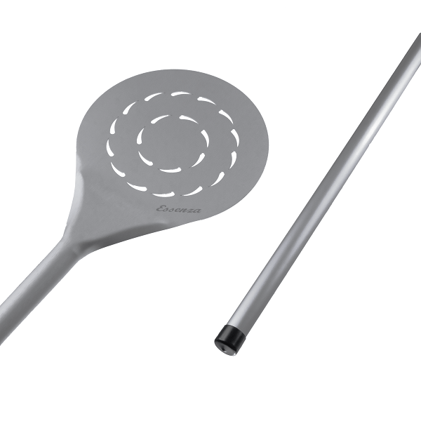 Essenza Pala de pizza redonda de aluminio perforado de 18 cm (7") ligera y flexible.