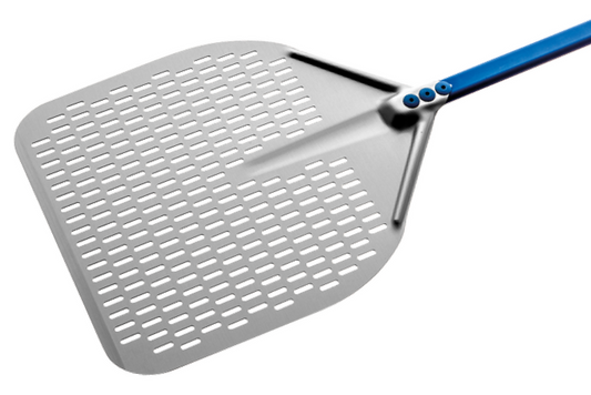 Gimetal Pala de pizza rectangular de aluminio perforada de 30 cm