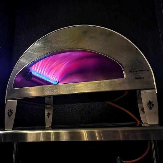 Horno de gas exterior Emozione grande para 2 pizzas "PLATA CLARA" 40x70 cm