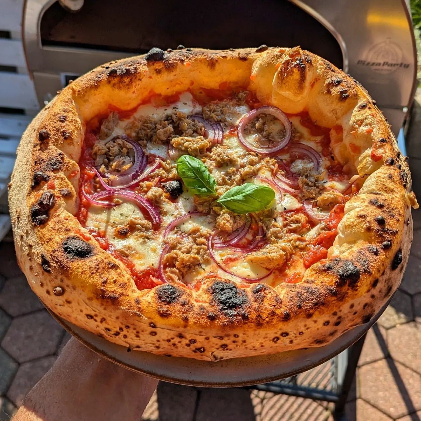 Horno de gas exterior Emozione grande para 2 pizzas "PLATA CLARA" 40x70 cm