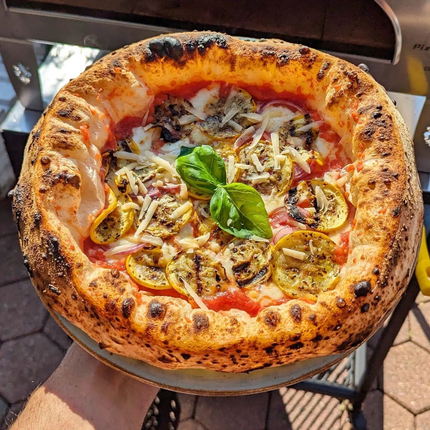 Horno de gas exterior Emozione grande para 2 pizzas "PLATA CLARA" 40x70 cm