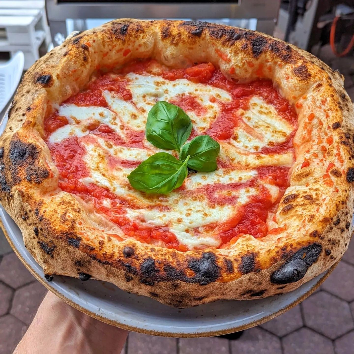 Horno de gas exterior Emozione grande para 2 pizzas "PLATA CLARA" 40x70 cm