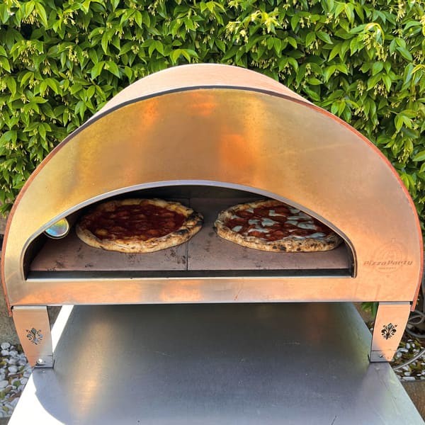 Horno de gas exterior Emozione grande para 2 pizzas "PLATA CLARA" 40x70 cm