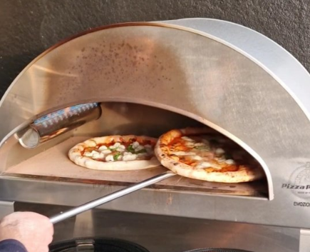 Horno de gas exterior Emozione grande para 2 pizzas "PLATA CLARA" 40x70 cm
