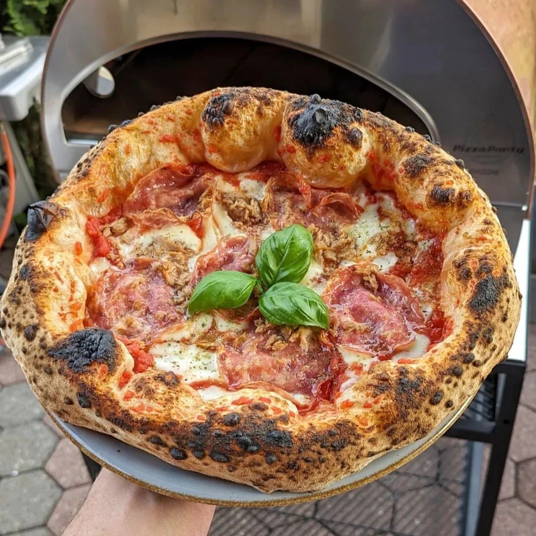 Horno de gas exterior Emozione grande para 2 pizzas "PLATA CLARA" 40x70 cm