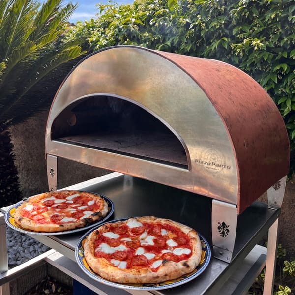 Horno de gas exterior Emozione grande para 2 pizzas "PLATA CLARA" 40x70 cm