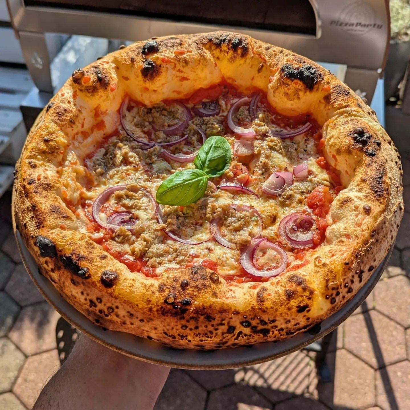Horno de gas exterior Emozione grande para 2 pizzas "PLATA CLARA" 40x70 cm