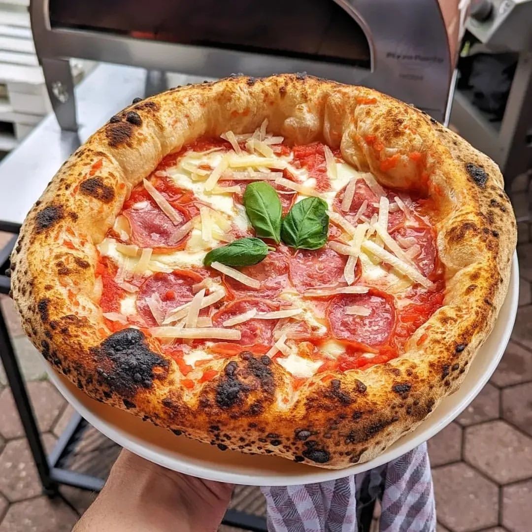 Horno de gas exterior Emozione grande para 2 pizzas "PLATA CLARA" 40x70 cm