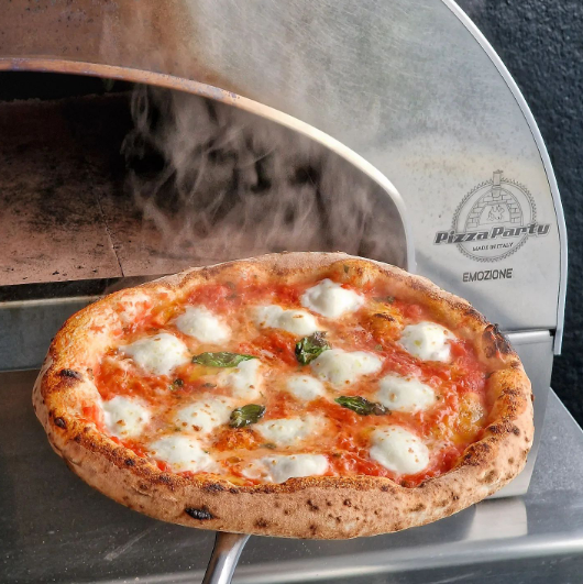 Horno de gas exterior Emozione grande para 2 pizzas "PLATA CLARA" 40x70 cm