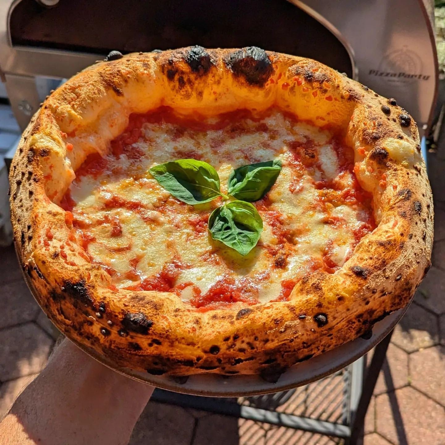 Horno de gas exterior Emozione grande para 2 pizzas "PLATA CLARA" 40x70 cm