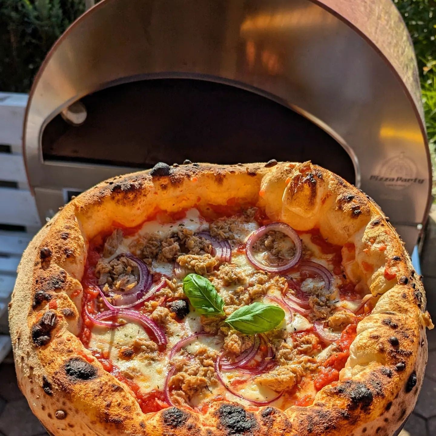Horno de gas exterior Emozione grande para 2 pizzas "PLATA CLARA" 40x70 cm