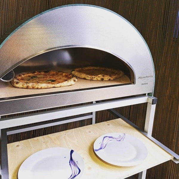 Horno de gas exterior Emozione grande para 2 pizzas "PLATA CLARA" 40x70 cm