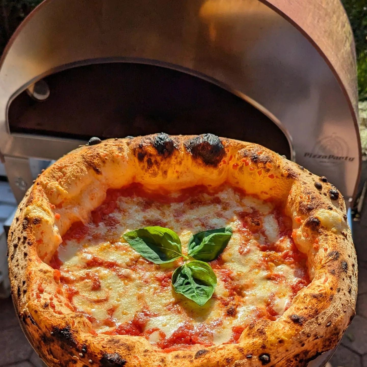 Horno de gas exterior Emozione grande para 2 pizzas "PLATA CLARA" 40x70 cm