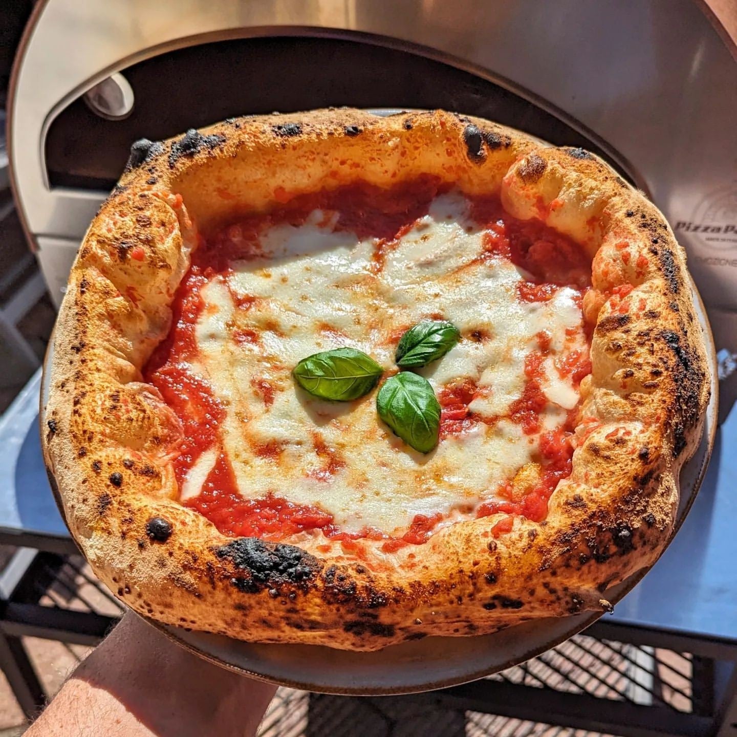 Horno de gas exterior Emozione grande para 2 pizzas "PLATA CLARA" 40x70 cm