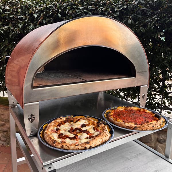 Horno de gas exterior Emozione grande para 2 pizzas "PLATA CLARA" 40x70 cm