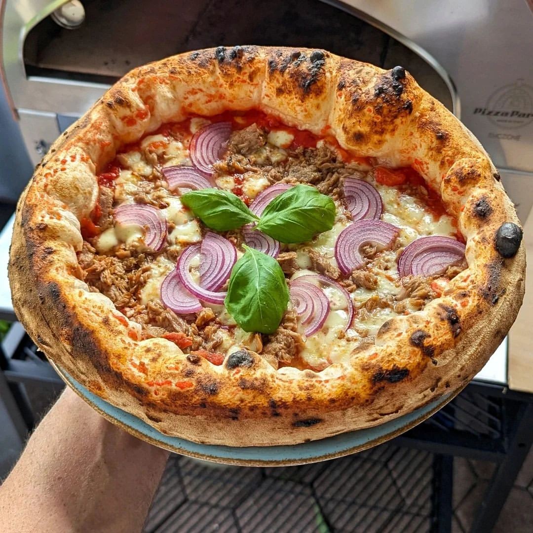 Horno de gas exterior Emozione grande para 2 pizzas "PLATA CLARA" 40x70 cm