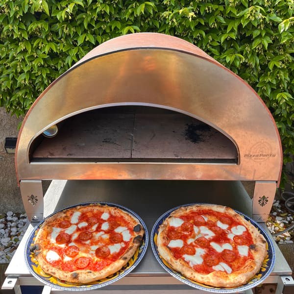 Horno de gas exterior Emozione grande para 2 pizzas "PLATA CLARA" 40x70 cm