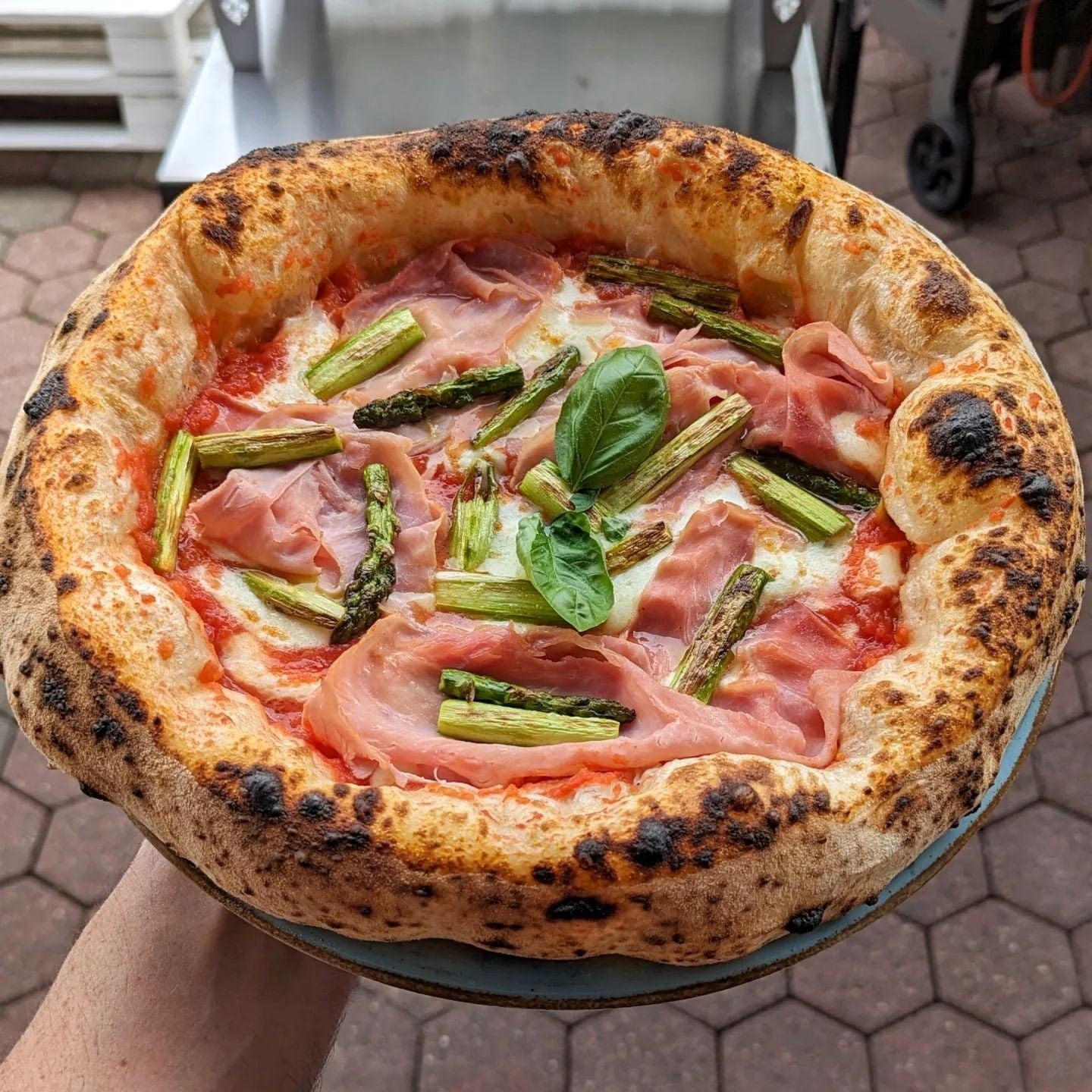 Horno de gas exterior Emozione grande para 2 pizzas "PLATA CLARA" 40x70 cm