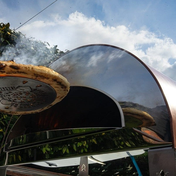 Horno de gas exterior Emozione grande para 2 pizzas "PLATA CLARA" 40x70 cm