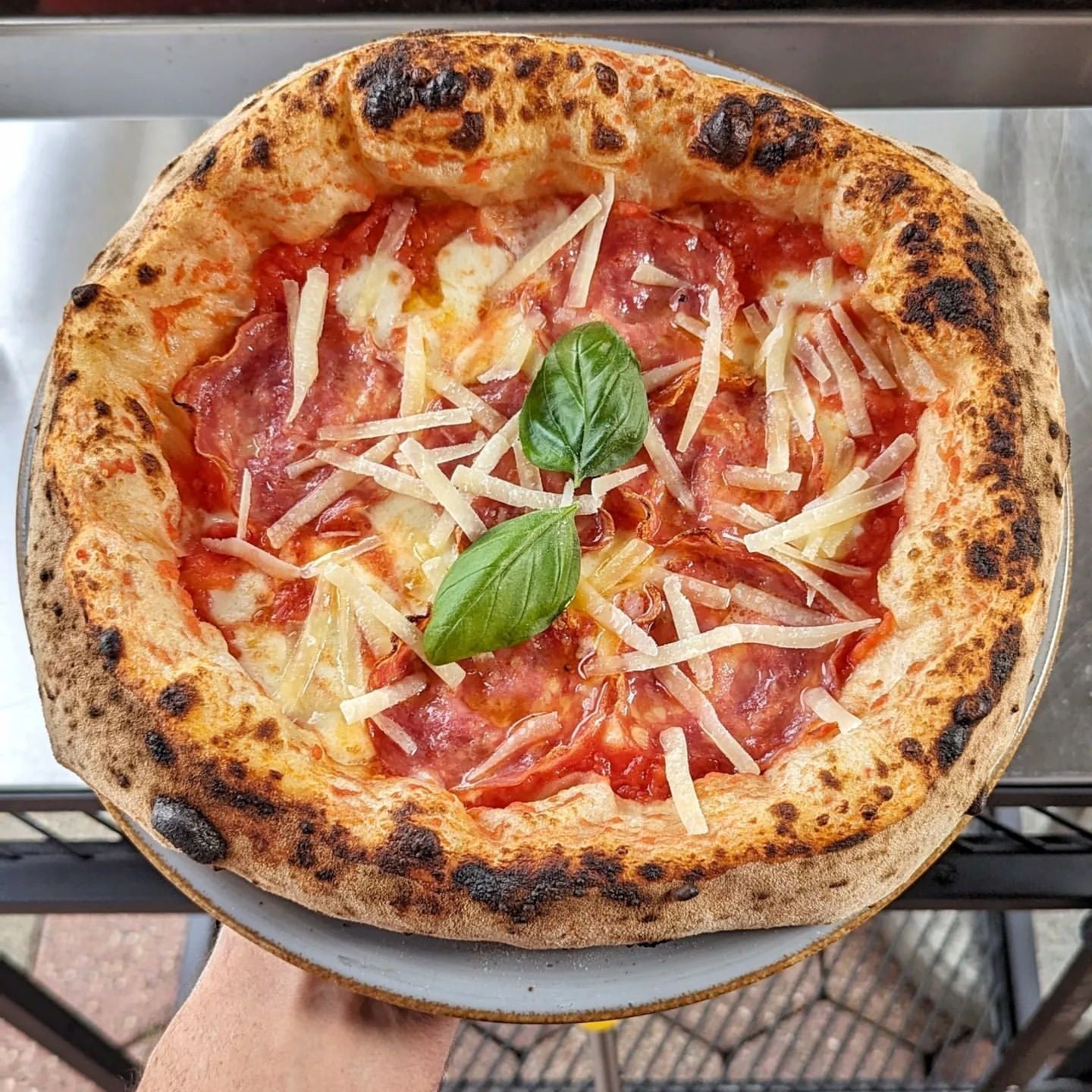 Horno de gas exterior Emozione grande para 2 pizzas "PLATA CLARA" 40x70 cm