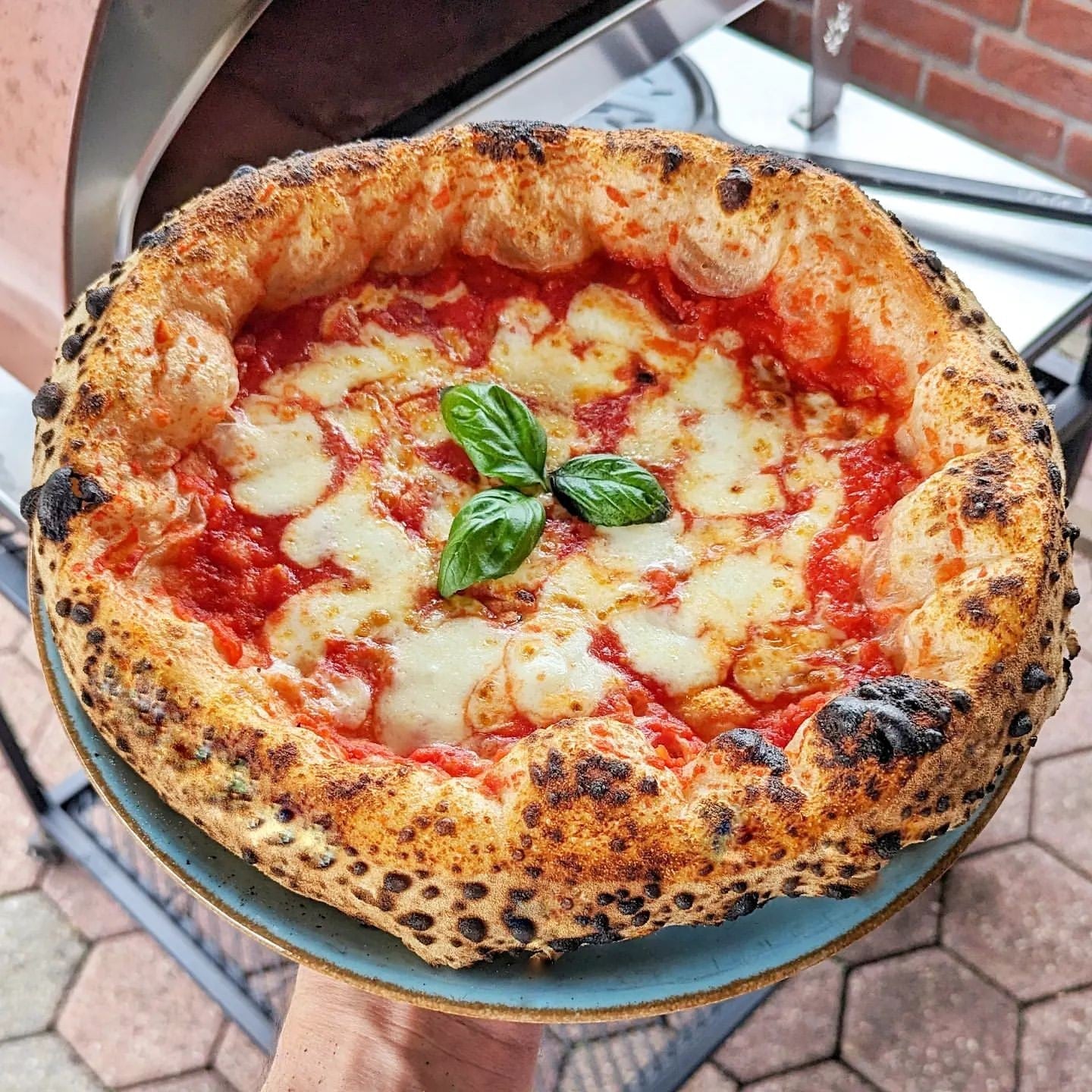 Horno de gas exterior Emozione grande para 2 pizzas "PLATA CLARA" 40x70 cm