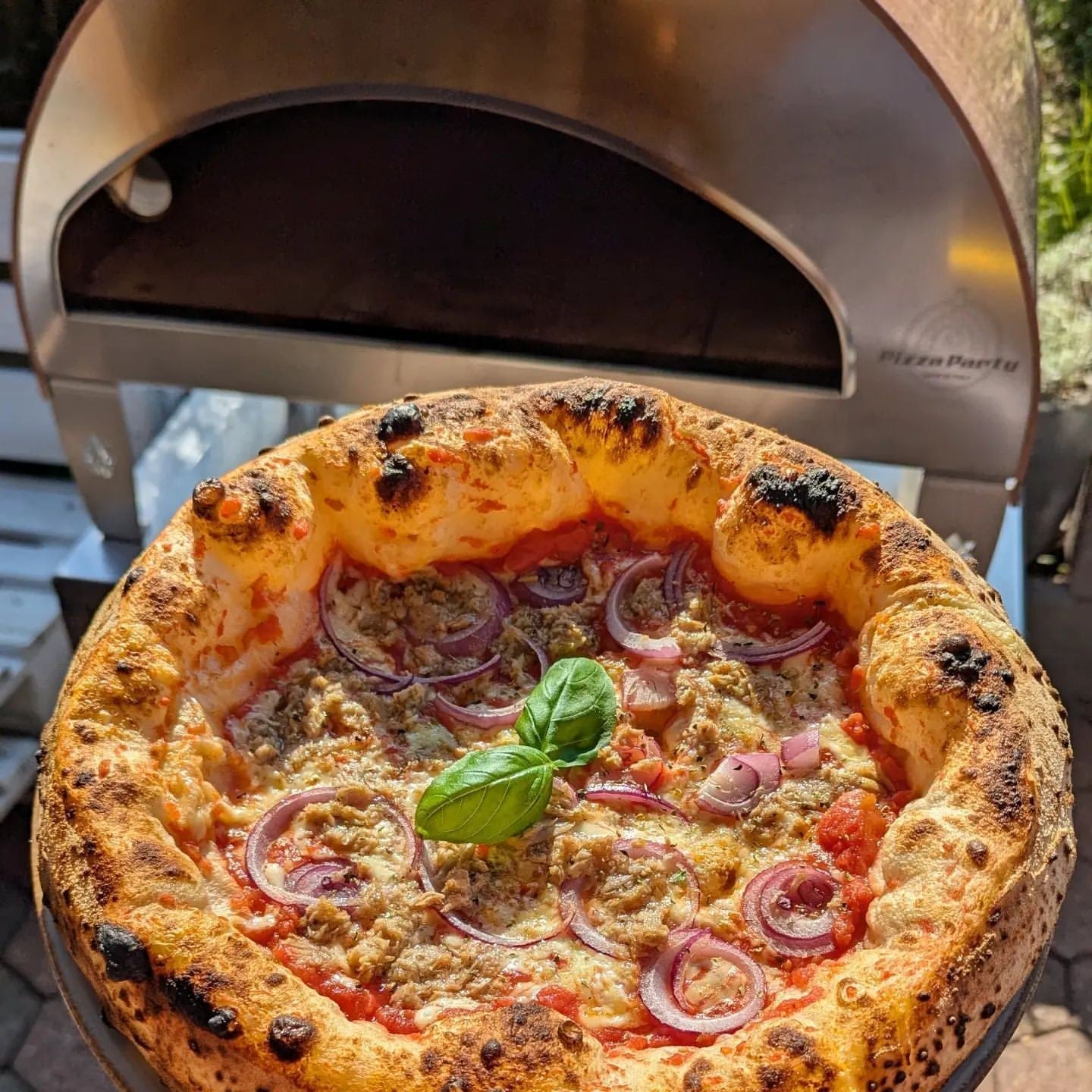 Horno de gas exterior Emozione grande para 2 pizzas "PLATA CLARA" 40x70 cm