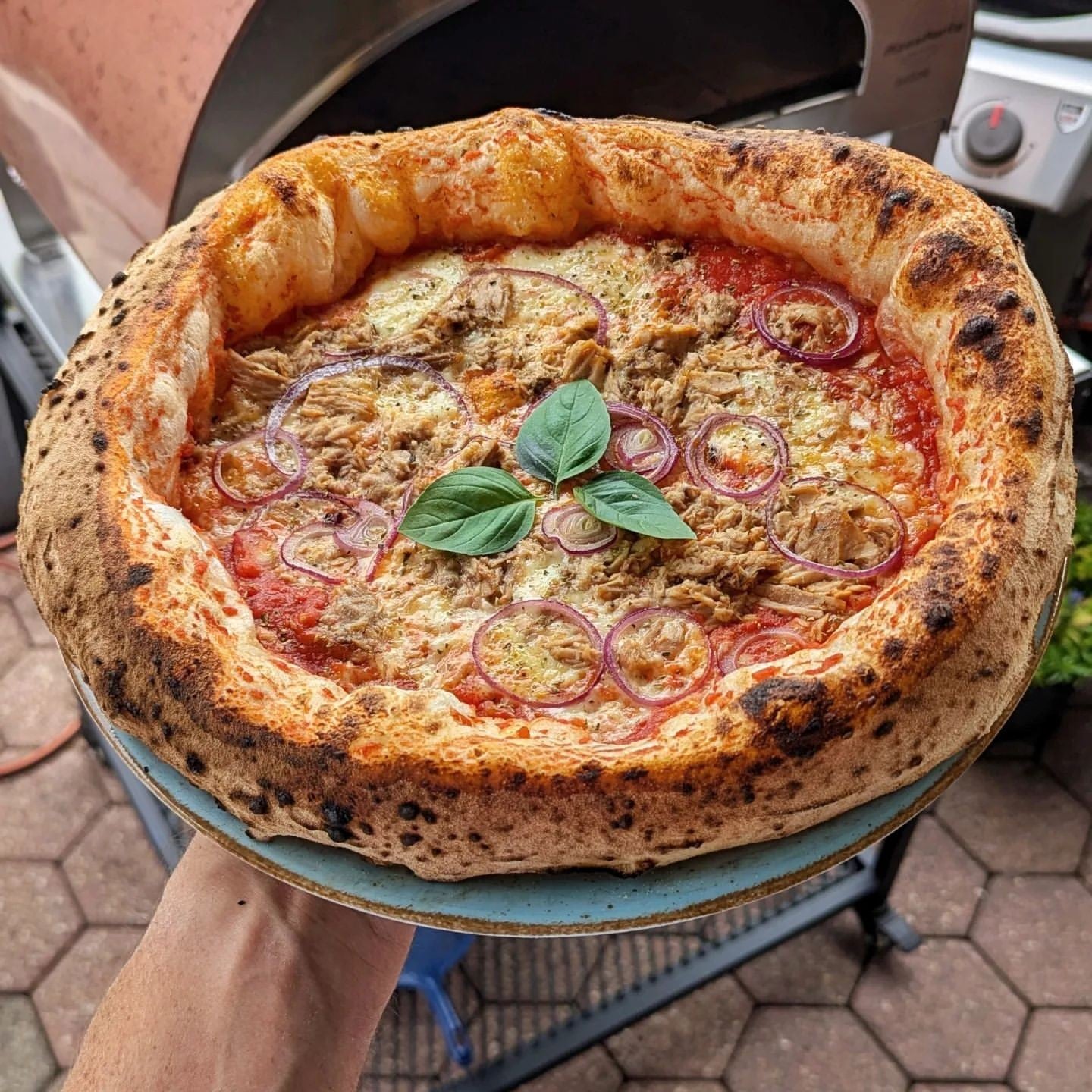 Horno de gas exterior Emozione grande para 2 pizzas "PLATA CLARA" 40x70 cm