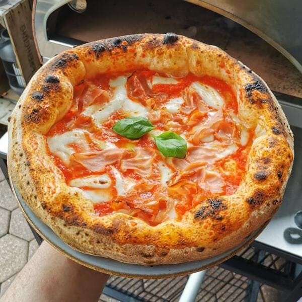 Horno de gas exterior Emozione grande para 2 pizzas "PLATA CLARA" 40x70 cm