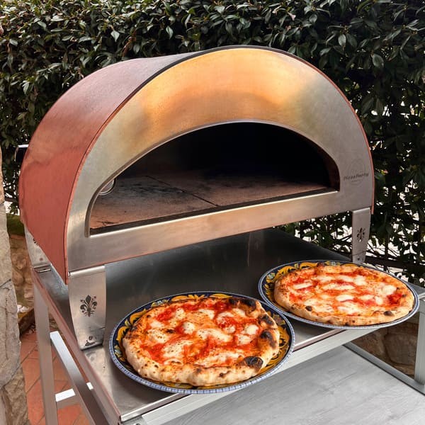 Horno de gas exterior Emozione grande para 2 pizzas "PLATA CLARA" 40x70 cm